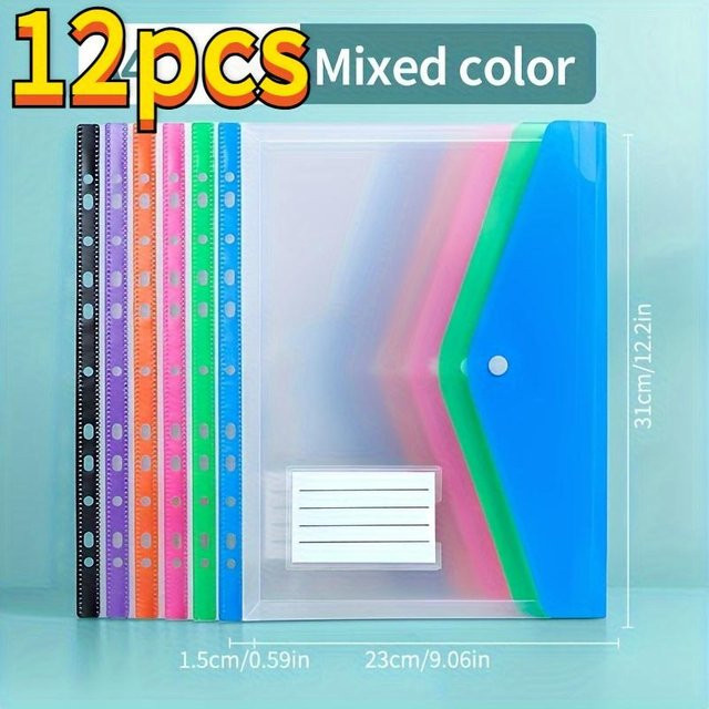MGB 12er-Pack A4 erweiterbare Aktenordner mit 11-Ring-Mechanismus und Druckknopfverschluss in Multicolor aus Kunststoff - Bild 1