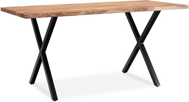 Wohnling Schreibtisch aus Akazie Massivholz in Braun und Schwarz, B/H/T: 180 x 76 x 90 cm - Bild 1