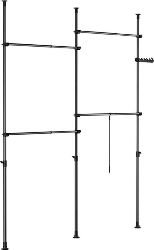 SoBuy Garderobenständer aus Metall in Schwarz, minimalistisch und verstellbar, H: 227 cm, B: 145 cm, T: 9 cm - Bild 1