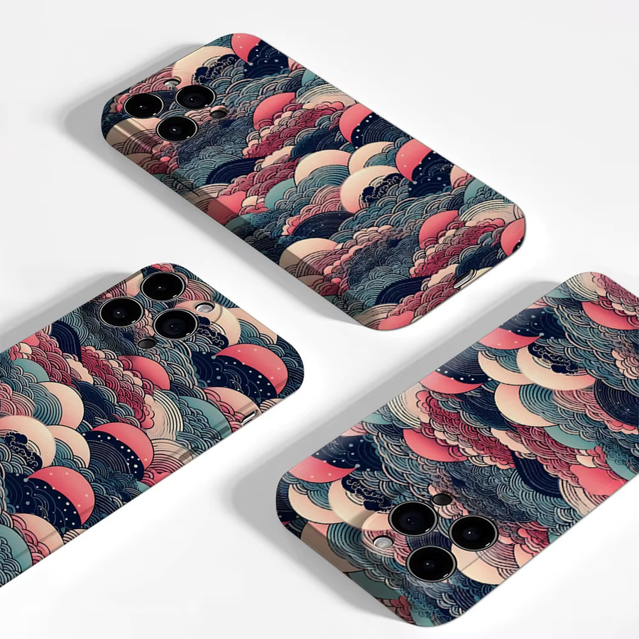 Handyhülle Oriental Wave Pattern für iPhone 11 bis iPhone 17 Pro Max Plus mit doppelschichtiger Rückseite in Multicolour - Bild 3