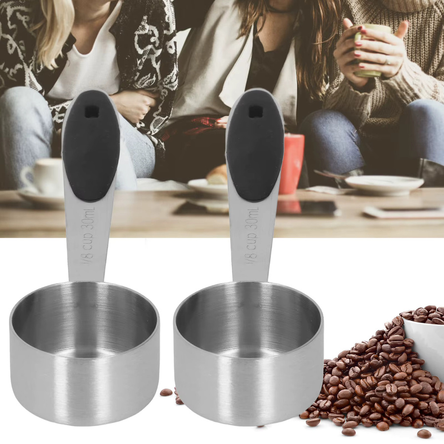 TOPINCN Messlöffel Set aus Edelstahl in Silber, 2er-Pack, 30 ml für Kaffee, Tee und Pulver - Bild 2
