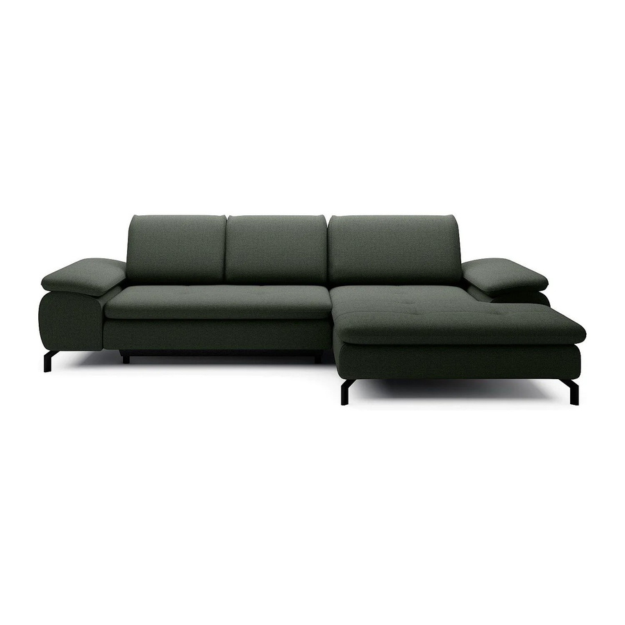 Vente-unique Schlafsofa Archibald in L-Form mit Polsterung und Schlaffunktion, Farbe Grün, Strukturstoff - Bild 2