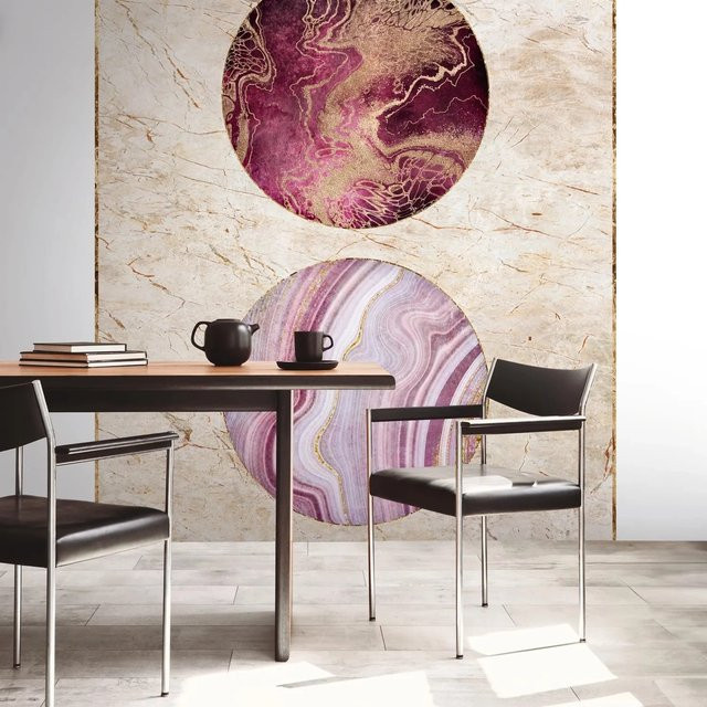 PROFHOME Fototapete Marmoroptik Abstract in Beige, Gold, Pink und Violett, B: 159 cm, H: 280 cm - Bild 1
