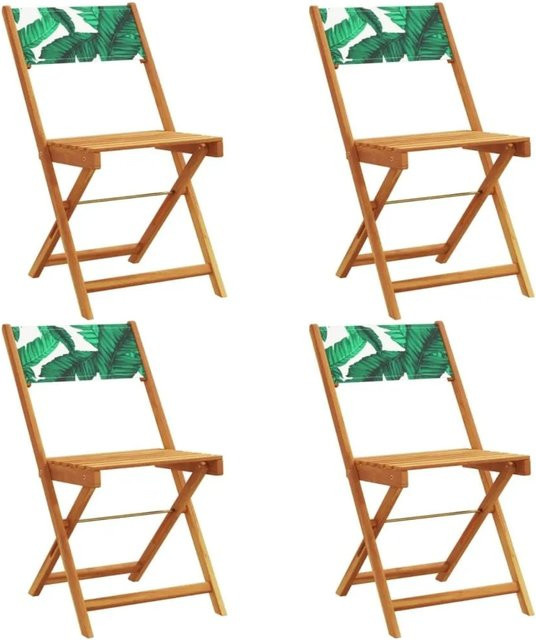 vidaXL Gartenstühle 4er Set aus Akazienholz und grünem Stoff, klappbare Gartenstühle mit Armlehnen für Garten, Terrasse und Balkon - Bild 1