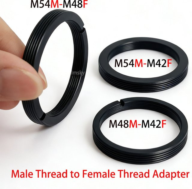 Teleskop-Adapterring aus Aluminiumlegierung für Zwo Qhy Kamera, Stecker auf Buchse, Schwarz, M42/M48/M54x0,75mm - Bild 1