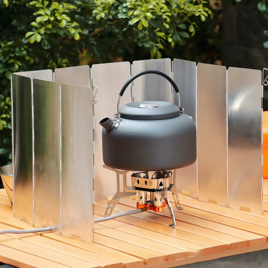 APWIKOGER Windschutz für Outdoor-Herde aus Aluminiumlegierung in Silber mit Aufbewahrungstasche für Camping und Picknick - Bild 2