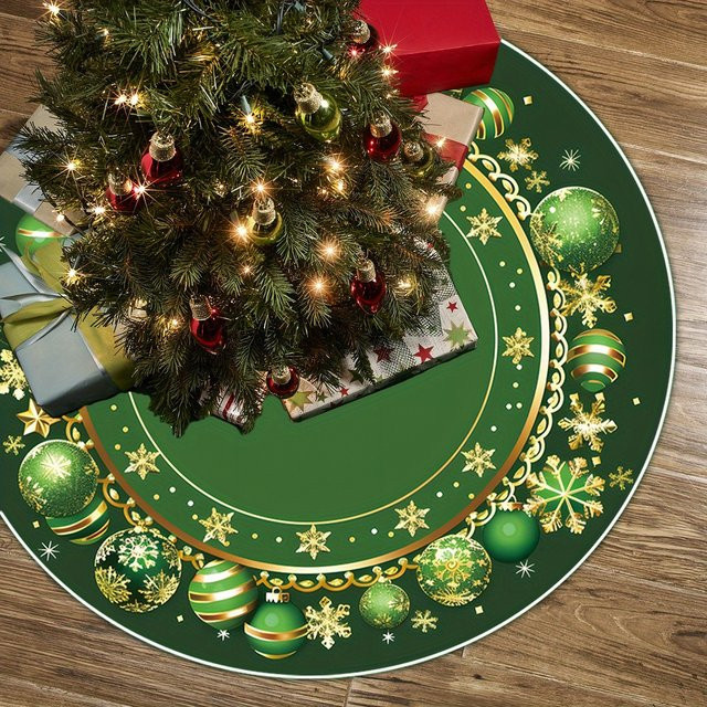 VIKAMA Weihnachtsbaumrock im Vintage-Stil mit Schneeflocken- und Kugendesign in Dunkelgrün und Bunt - Bild 1