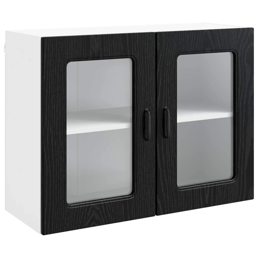 vidaXL Küchenschrank Kalmar in Eiche Schwarz, Wandmontage, B/T/H: 80 x 31 x 60 cm - Bild 2
