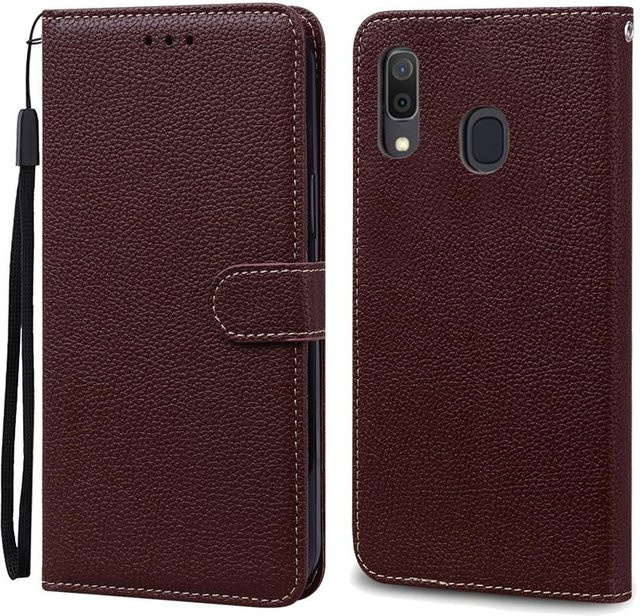 Samsung Galaxy A40 Leder Brieftasche Klapphülle in Kaffeebraun für SM-A405F - Bild 1