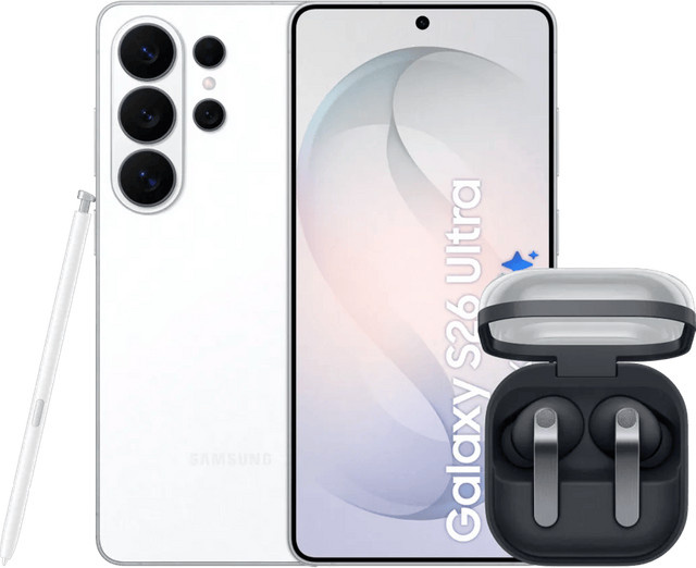 Samsung Galaxy S26 Ultra 512GB Weiß 5G und Samsung Galaxy Buds4 Pro Schwarz im Set - Bild 1