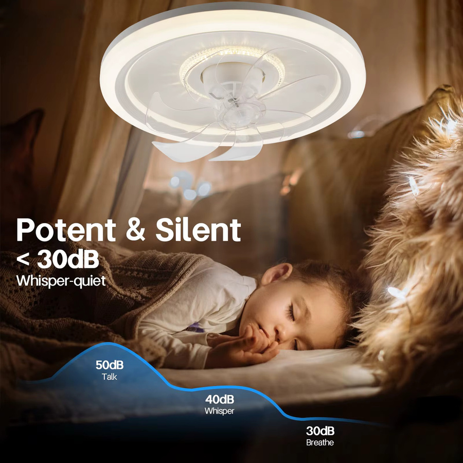 IRALAN Moderner Deckenventilator mit integrierter LED-Beleuchtung, 360 Grad rotierend, stufenlos dimmbar und geräuscharm mit Fernbedienung - Bild 3