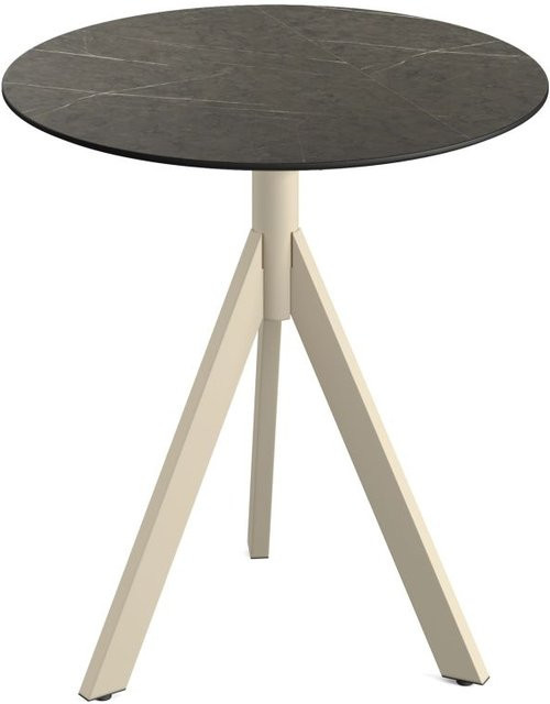 Feros Infinity Tripod Terrassentisch mit HPL Platte, rund, sand/braun, H x Ø: 74 x 70 cm - Bild 1