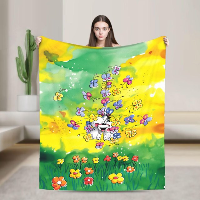 Diddl Weihnachts Flanell-Decke, weiche Tagesdecke in Multicolour, B/T: 80 x 120 cm - Bild 1