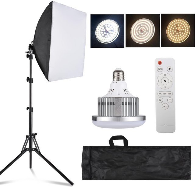 Andoer Studio Photography Light Kit Softbox-Beleuchtungsset mit 85 W zweifarbigem LED-Licht, Schwarz, Softbox B: 40 cm, US-Stecker - Bild 1