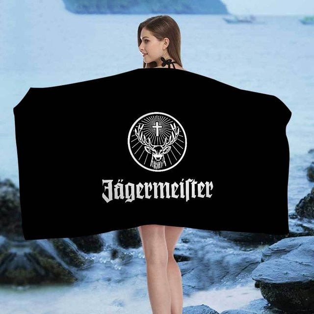 Jägermeister Logo Badetuch aus Mikrofaser für Kinder, Schwarz, B: 40 cm, H: 60 cm - Bild 1