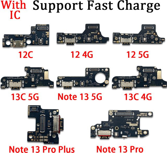 Xiaomi USB-C Ladegerät Dock Connector Board mit Mikrofon Flex für Redmi 12C 13C 12 4G 5G und Note 13 Pro Plus in Schwarz - Bild 1