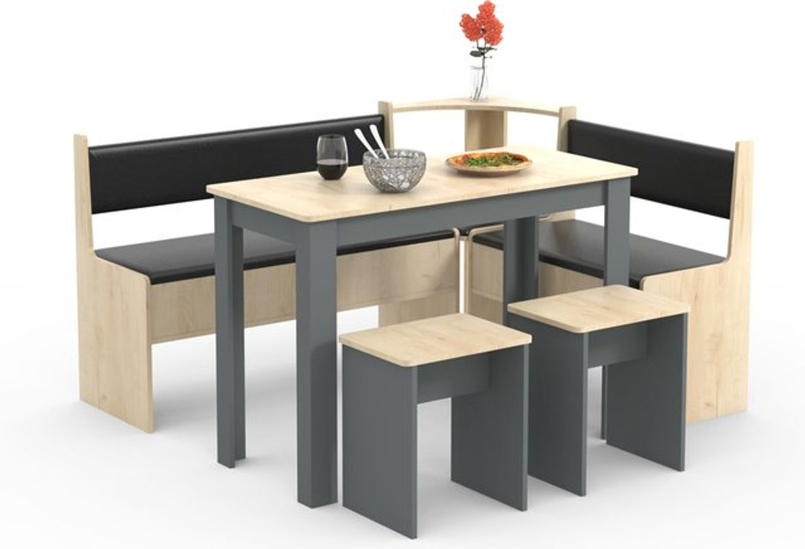 VCM Eckbank ESAL in Anthrazit und Grau mit modernem Design, B/T/H: 153 x 153 x 80 cm - Bild 2