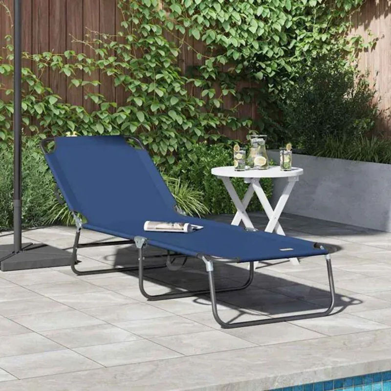 Vidaxl Klappbare Sonnenliege für 1 Person in Blau aus Stoff und Stahl, B/T/H: 189 x 56 x 87 cm - Bild 1