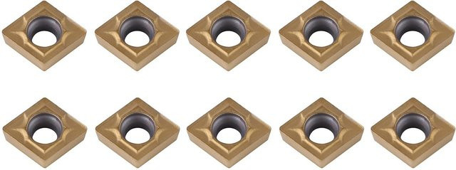 Koogeelife 10 Stück CNC Hartmetallspitzen Einsätze aus Keramik in Gold für Drehmaschinen und Drehwerkzeuge inklusive Aufbewahrungsbox - Bild 1