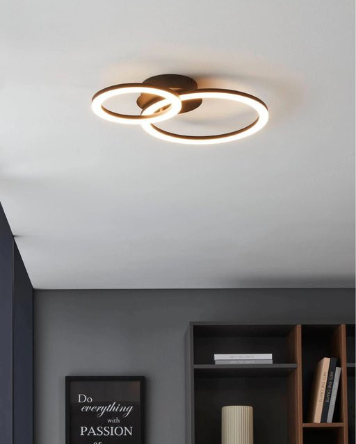 Eglo LED-Deckenleuchte Parrapos-Z in Schwarz-Weiß, dimmbar mit Fernbedienung und Timer, B: 44,5 cm, T: 30 cm - Bild 1