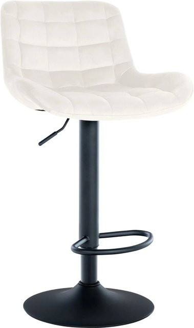 DELUKE Barhocker CARAM in Creme, höhenverstellbarer Barstuhl aus Samt mit Lehne und 360 Grad Drehsitz, B/T/H: 48 x 54 x 81 cm - Bild 1