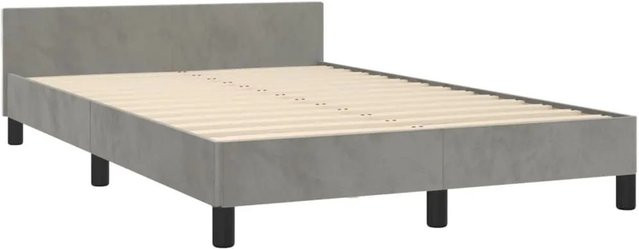 vidaXL Bettgestell aus Samt in Hellgrau ohne Matratze B/T/H: 120 x 190 x 37 cm - Bild 1