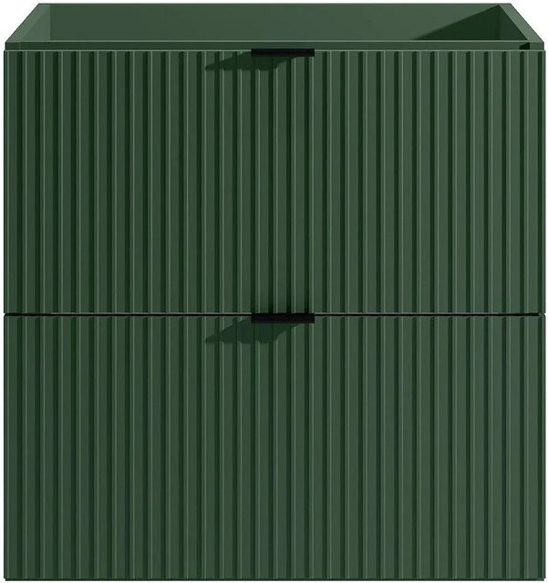 Waschbeckenunterschrank Zevini in Grün matt mit Streifen, Breite: 60 cm, Tiefe: 47 cm, Höhe: 60 cm - Bild 1