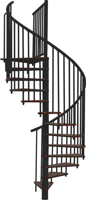 Minka Spindeltreppe Switch Spiraltreppe aus Holz und Stahl in Walnuss und Schwarz, Durchmesser: 160 cm, Raumhöhe bis 295 cm - Bild 1