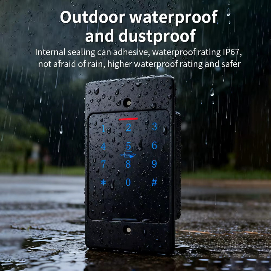 LUCKING DOOR H5 WLAN Zugangskontrolle mit Tuya App Unterstützung, RFID-Tastatur aus Metall, IP67 Wasserdicht, Schwarz, Einbauinstallation - Bild 2