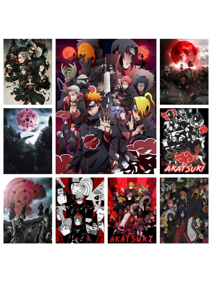Kayou Naruto Akatsuki Diamant-Malerei-Set mit Rundsteinen, rahmenloses Anime-Mosaik-Bastelset, Multicolor, B/H: 30,0 x 20,0 cm - Bild 2