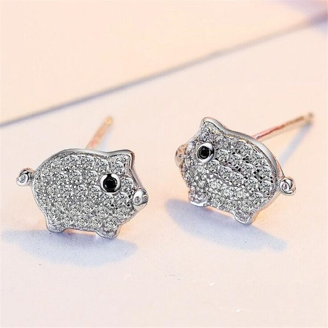 Ohrstecker GaGa-Duck, 925 Silber, Kristall - Bild 1