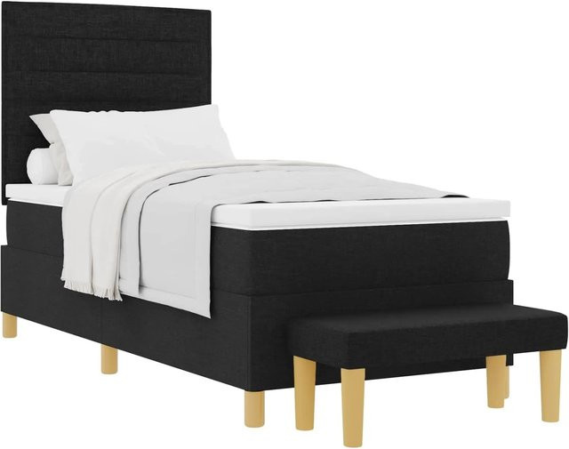vidaXL Boxspringbett mit Matratze und Kopfteil in Schwarz, B/T/H: 100 x 200 x 203 cm - Bild 1