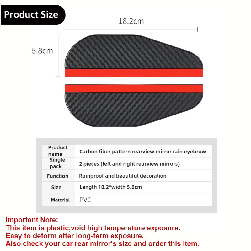 DUTRIEUX Auto Rückspiegel Regen Schild in Carbon Faser Textur, Schwarz, 1 Paar - Bild 2