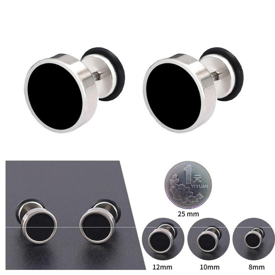 Yifengke Ohrstecker, rund, schwarz, 10 mm, Damen - Bild 7