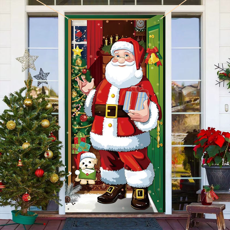 Hängende Weihnachtsflagge für Veranda und Tür als Dekoration, rot, rechteckig aus Textil - Bild 5