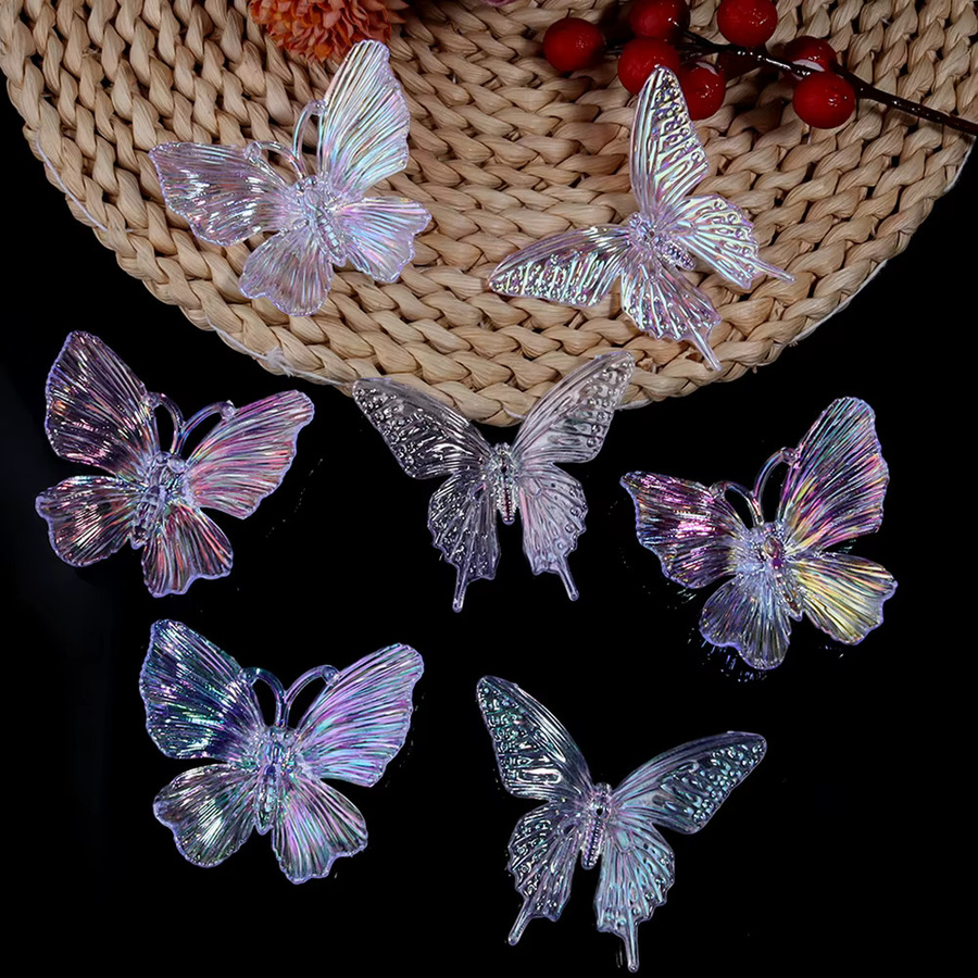 Schmetterling Anhänger, Acryl, Transparent, 5er-Los - Bild 2