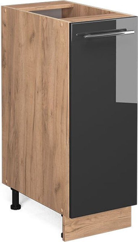 Vicco Küchenschrank Fame-line Apothekerschrank aus Holzwerkstoff in Anthrazit Hochglanz mit Drehtüren, Breite: 30 cm - Bild 1