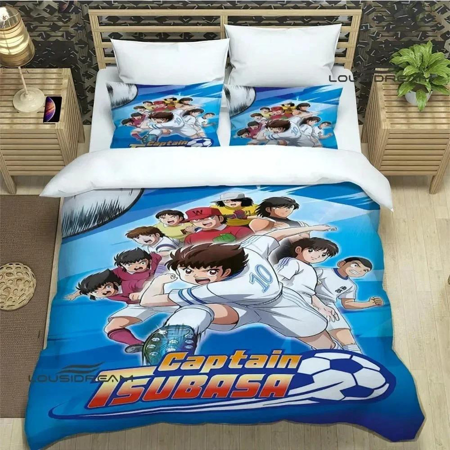 Captain Tsubasa Cartoon Bettwäscheset aus Mikrofaser mit Bettbezug und Kissenbezug, B/H: 135 x 200 cm - Bild 1