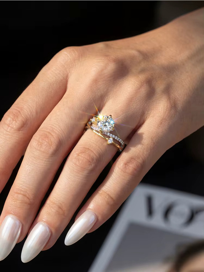 Star Trading Eheringe, 925 Silber, Moissanit-Diamant, Damen - Bild 4
