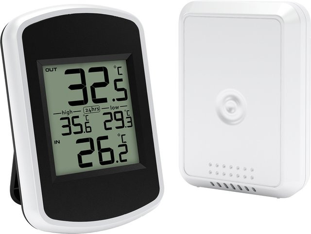 Urageuxy Drahtloses digitales Thermometer in Weiß mit LCD-Bildschirm und Wandhalterung für Zuhause, Büro und Garten, Messbereich -40 ℃ bis 60 ℃ - Bild 1