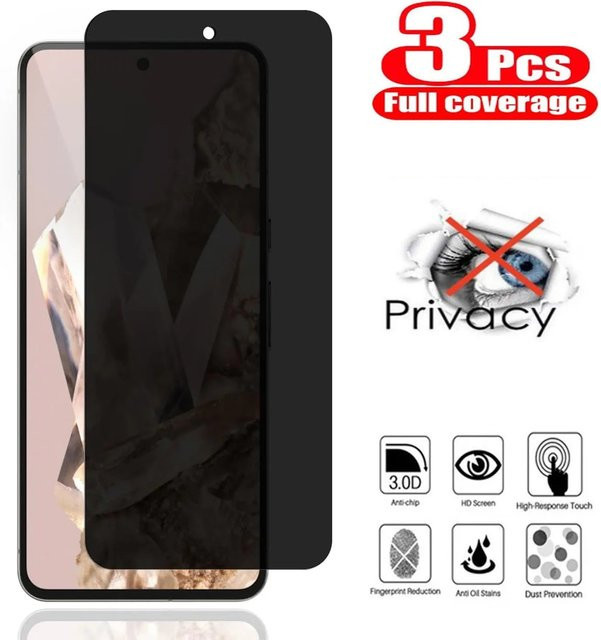 3er-Set Privatsphäre Displayschutz aus gehärtetem Glas für Huawei Y70 Plus, Nova Y71, Y61, Honor X8, X6, X5, X7a und 70 Lite 5G, Transparent - Bild 1