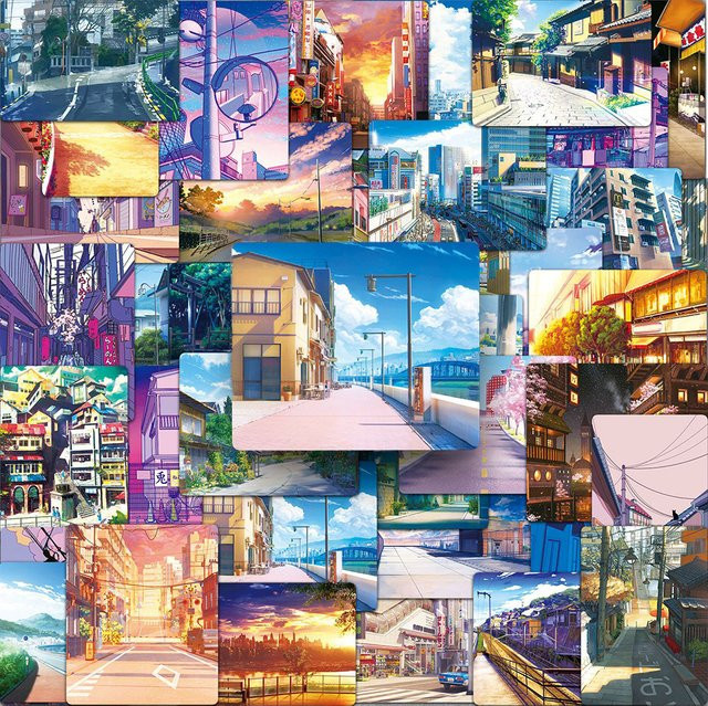 Charile Cartoon Japanische Anime Straßenansicht Landschaft Aufkleber, Multicolor, 10-teiliges Set - Bild 1