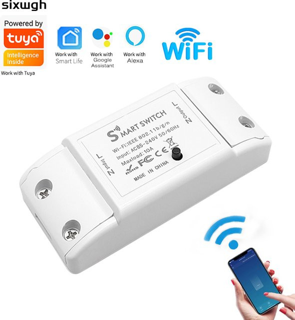 Tuya WiFi Smart-Schalter mit Timer- und Countdown-Funktion, kompatibel mit Smart Life App, Amazon Alexa und Google Assistant, Wandmontage, Schwarz oder Weiß - Bild 1
