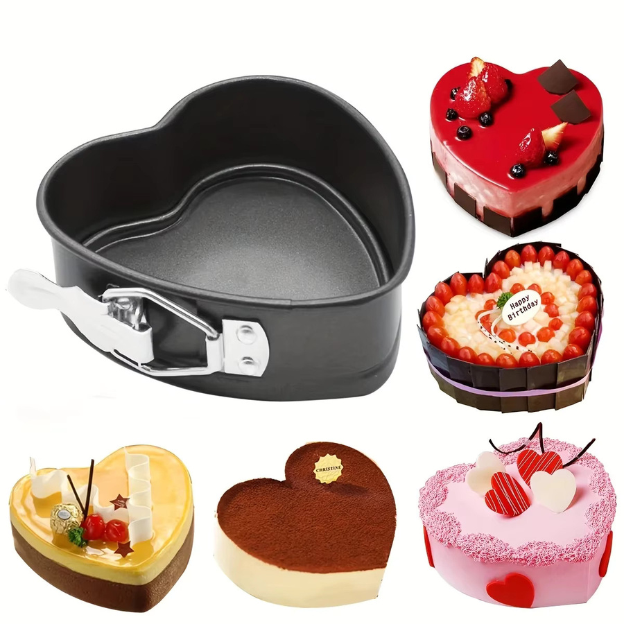 Antihaft Springform in Herzform mit abnehmbarem Boden für Kuchen und Pudding - Bild 4