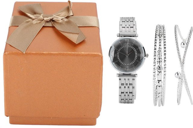 Neoglint Schmuck-Set, Armbanduhr, Edelstahl, Silber, Schwarz, Damen - Bild 1