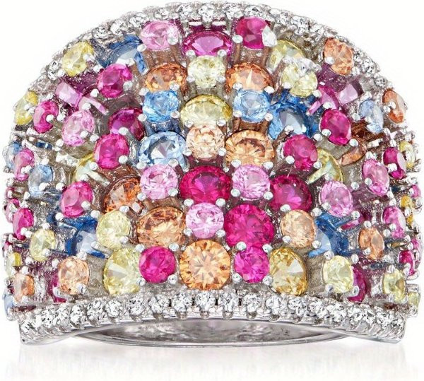 YoYo Ring, Silberbeschichtet, Mehrfarbiger Zirkonia, Damen - Bild 1