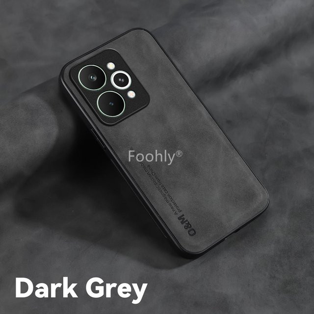 Magnetische Nubuk-Lederhülle für Realme 15 Pro 5G in Grau, stoßfeste Schutzhülle - Bild 1