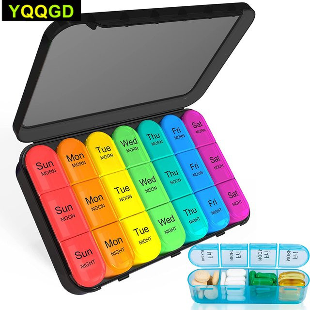 YQQGD Pillenorganizer, Wöchentliche Pillenbox für 7 Tage, 21 Fächer, Unisex - Bild 1