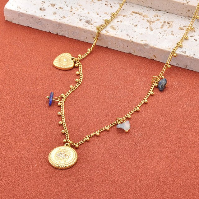 Lokaer Halskette Evil-Eye-Anhänger, Edelstahl, Gold, Damen - Bild 1