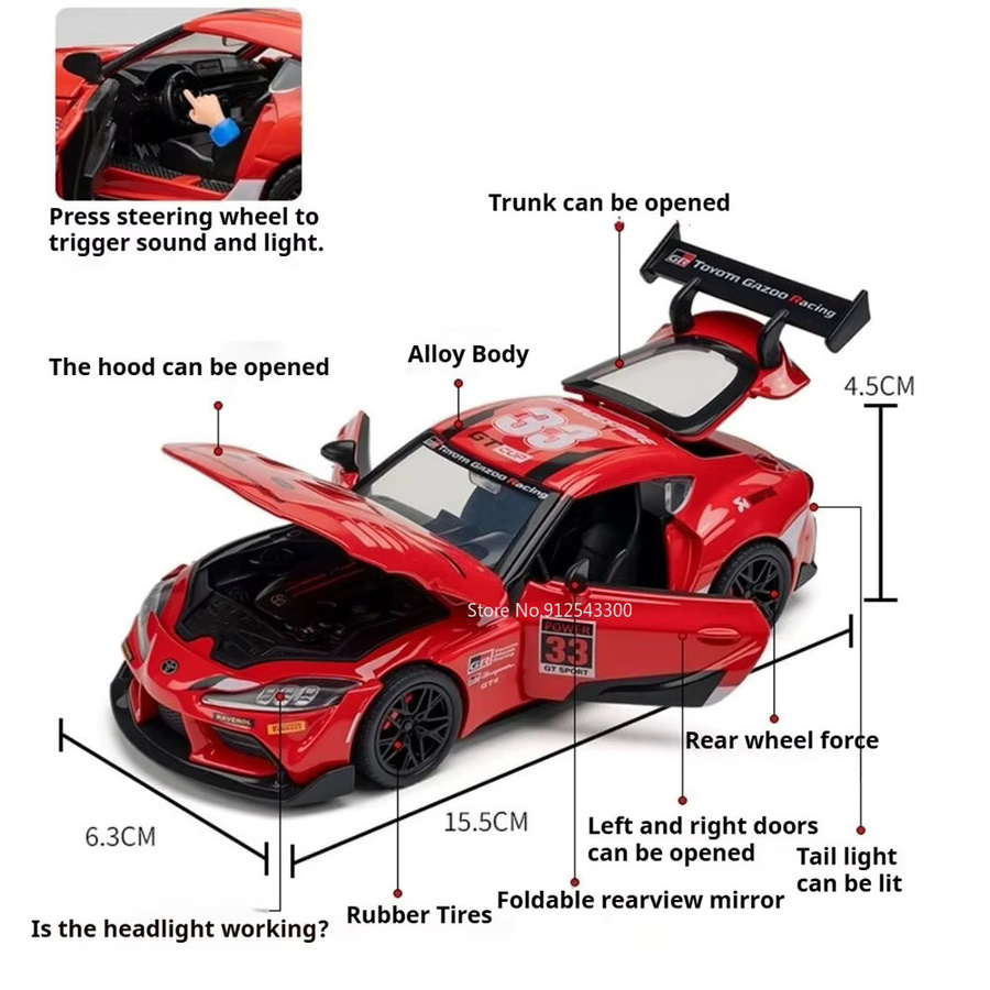 RMZ city Supra GT4 Prado Automodell, 1:32 Maßstab, mit Licht und Sound - Bild 2